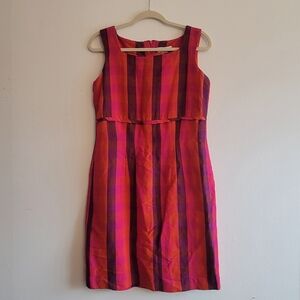 vivid plaid Pure & Simple linen blend dress